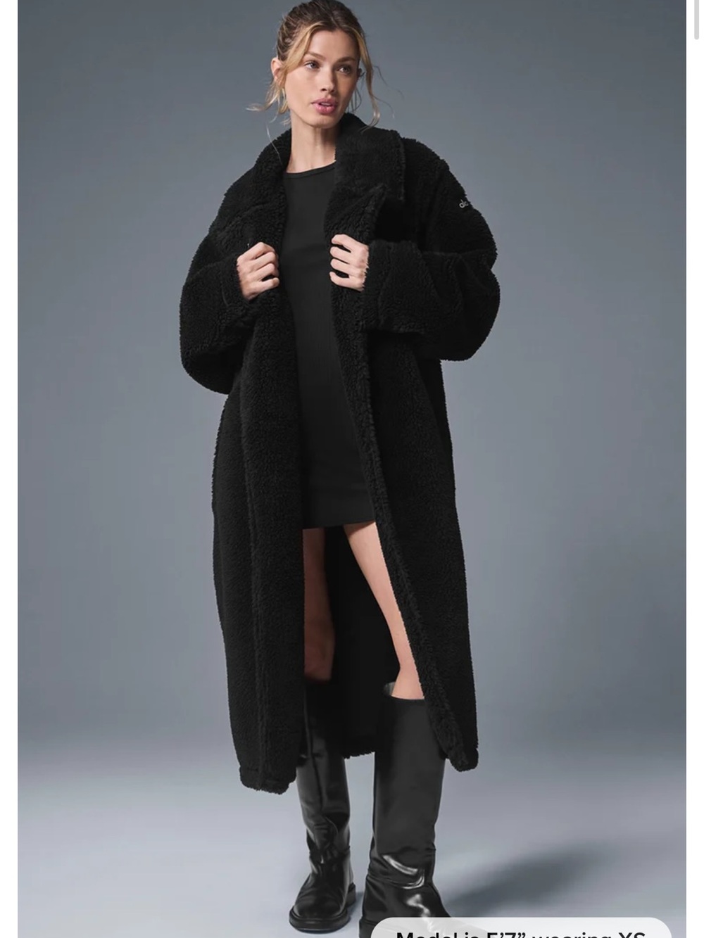 EUC Alo Yoga Oversized Sherpa Trench Coat Jacket Black size M UNISEX